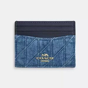 NWT Coach Quilted Denim Slim ID Card Case